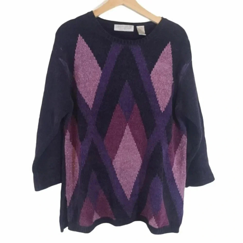 Carolyn Taylor‎ M purple argyle sweater